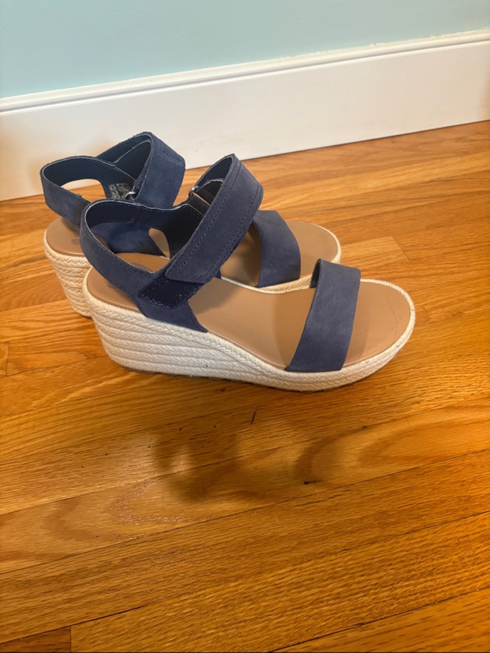 Sorel Blue Suede Wedge Sandal